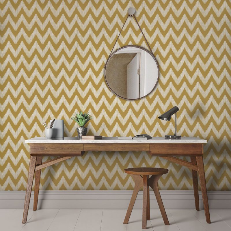Medina papel pintado gastón y daniela ikat geométrico ocre amarillo decoración comedor salón dormitorio