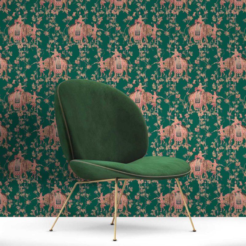 Papel pintado Elefantes Esmeralda verde gastón y daniela animales personajes azul oscuro decoración comedor salón dormitorio