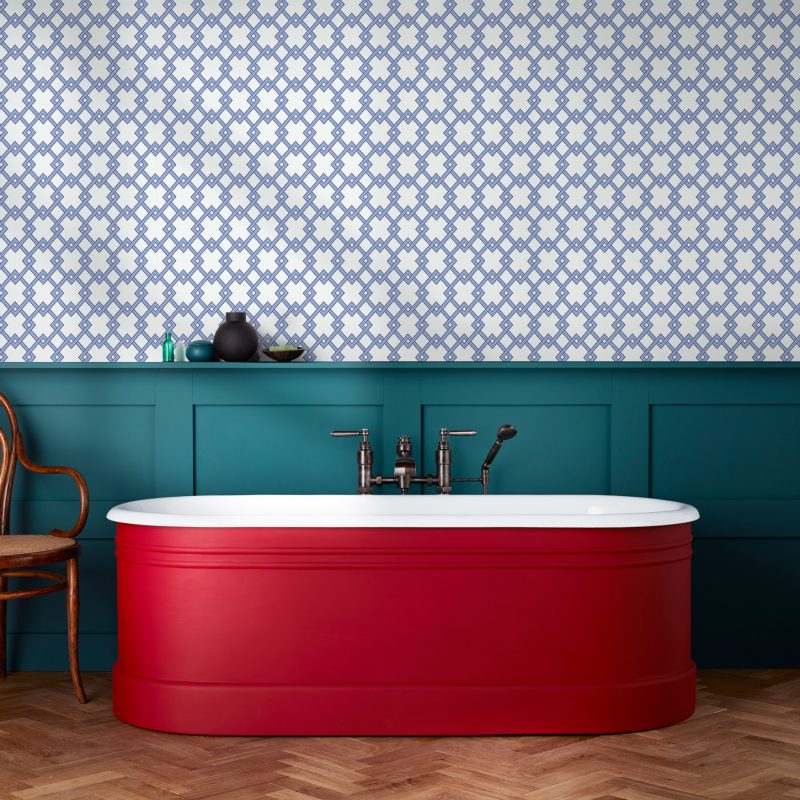 Papel pintado Bound Azul colección Librería Gastón y Daniela geométrico papel tejido no tejido decoración casa dormitorio salón baño cocina