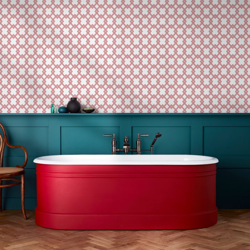 Papel pintado Bound Rosa colección Librería Gastón y Daniela geométrico papel tejido no tejido decoración casa dormitorio salón baño cocina