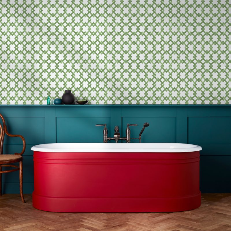 Papel pintado Bound Verde colección Librería Gastón y Daniela geométrico papel tejido no tejido decoración casa dormitorio salón baño cocina