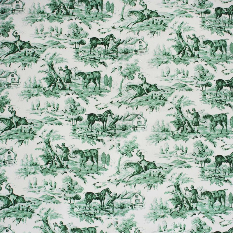 Tela Complutum verde Lorenzo Castillo gaston y daniela toile de jouy motivos caza