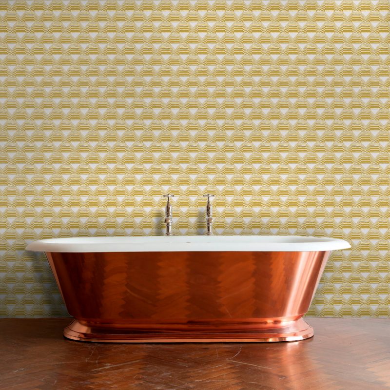 Papel pintado Dunas amarillo colección Librería Gastón y Daniela geométrico papel tejido no tejido decoración casa dormitorio salón baño cocina