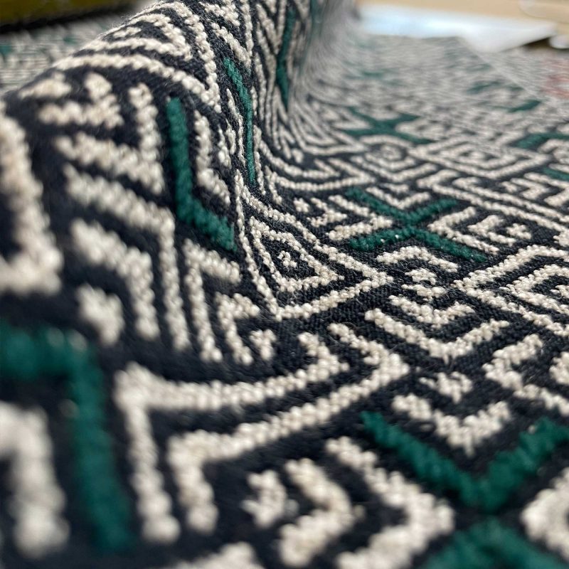 Tela Inca verde Gastón y Daniela étnico tapicería decoración casa detalle