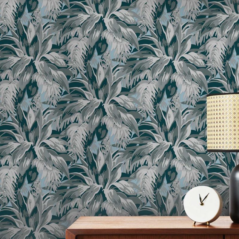 Papel pintado Panamericana azul gastón y daniela botánico decoración salón