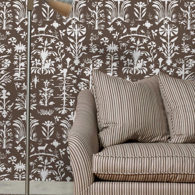 Papel pintado vinílico Salinas marrón colección Volume V Lorenzo Castillo Gastón y Daniela botánico étnico decoración casa salón dormitorio baño cocina