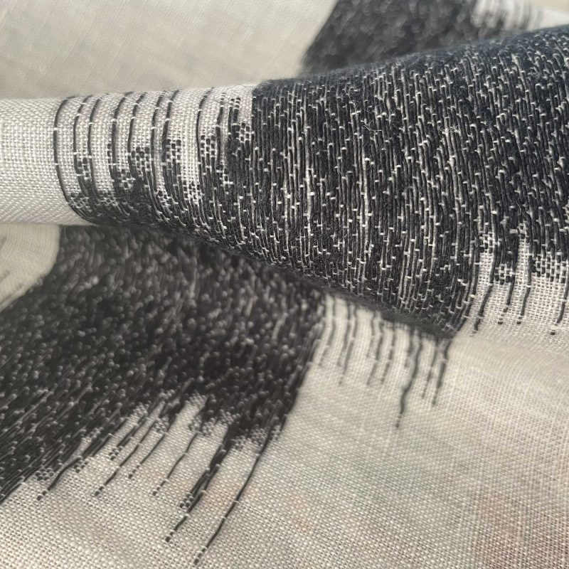 Tela Capraia negro Gastón y Daniela visillo lino ikat geométrico cortinas decoración casa